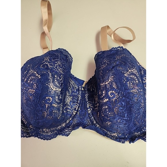 THIRDLOVE 24/7 Lace Balconette Bra in Blue, Womens Size 38E /38DD Sexy Coquette - Picture 6 of 8